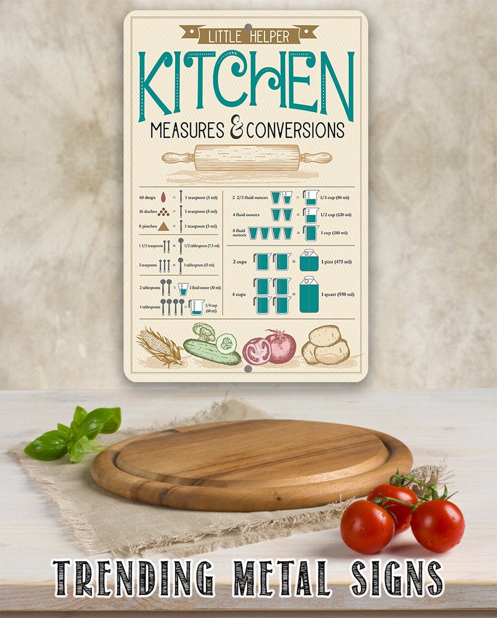 Kitchen Conversions 8″ x 12″ or 12″ x 18″ Aluminum Tin Awesome Metal Poster