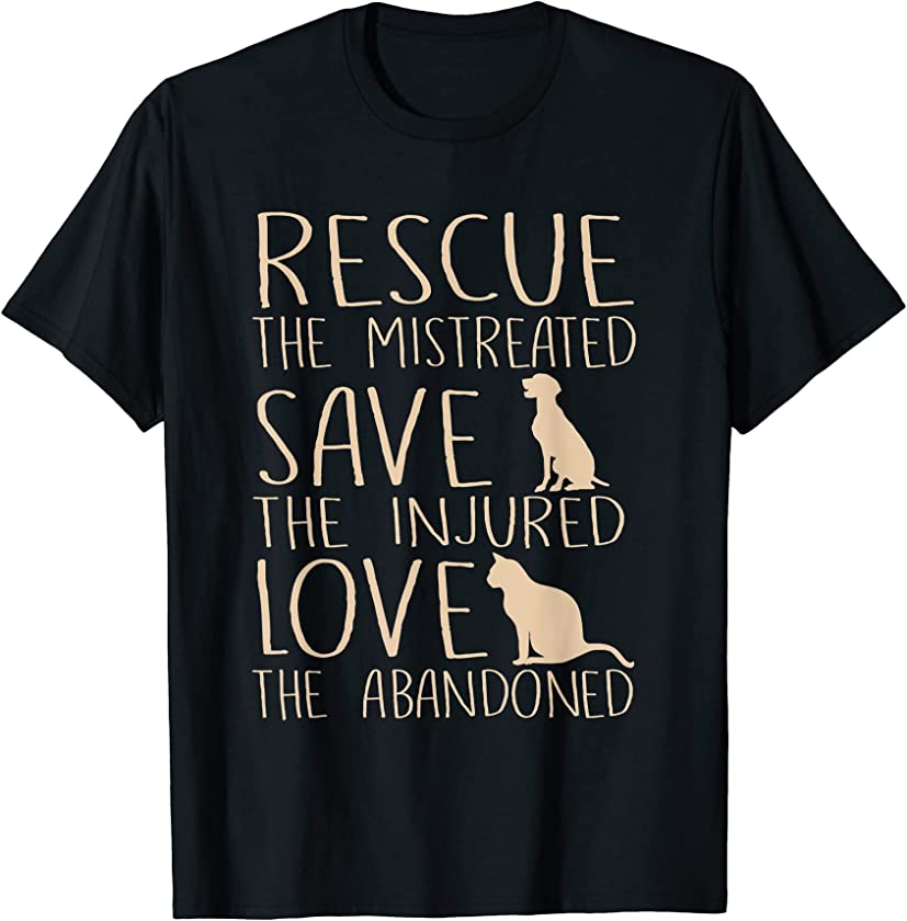 Rescue Save Love Dog Cat Cute Animal Rescue Dog Cat Lovers T-Shirt