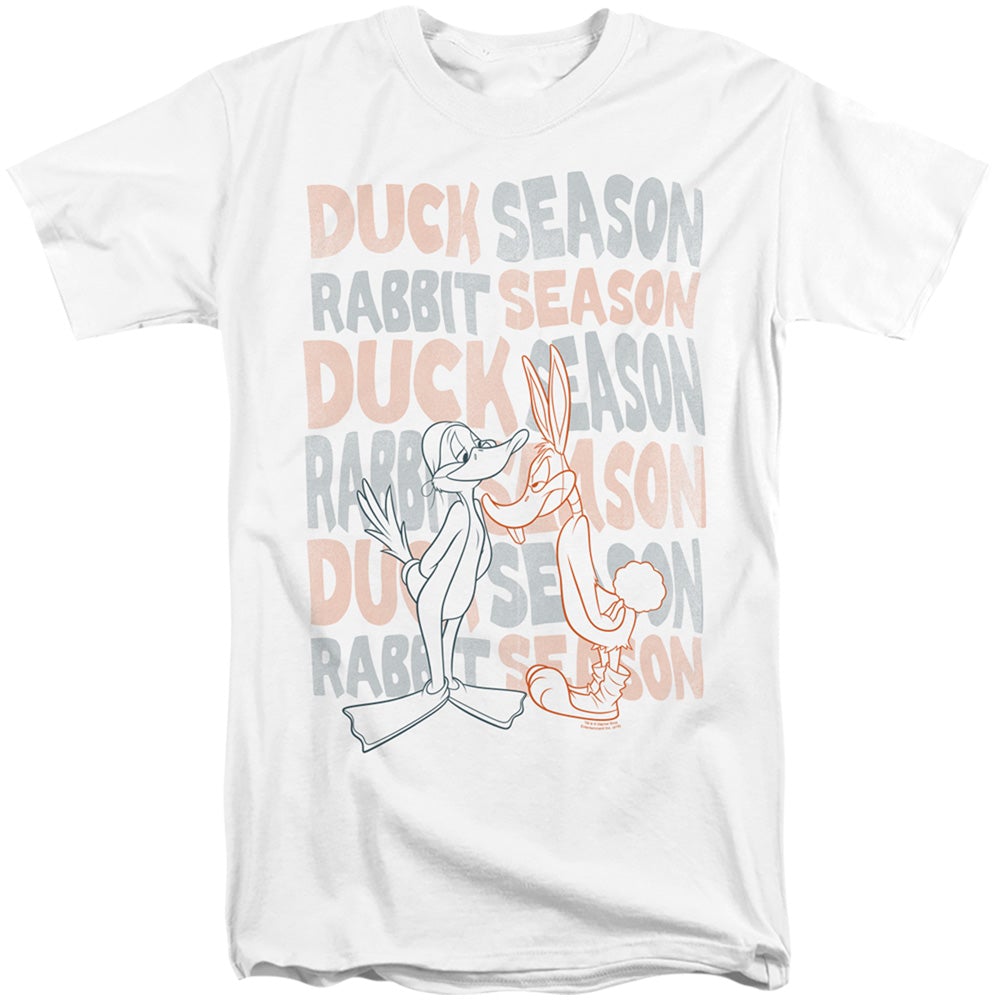 Looney Tunes Duck Season Rabbit Season Mens Tall T Shirt White