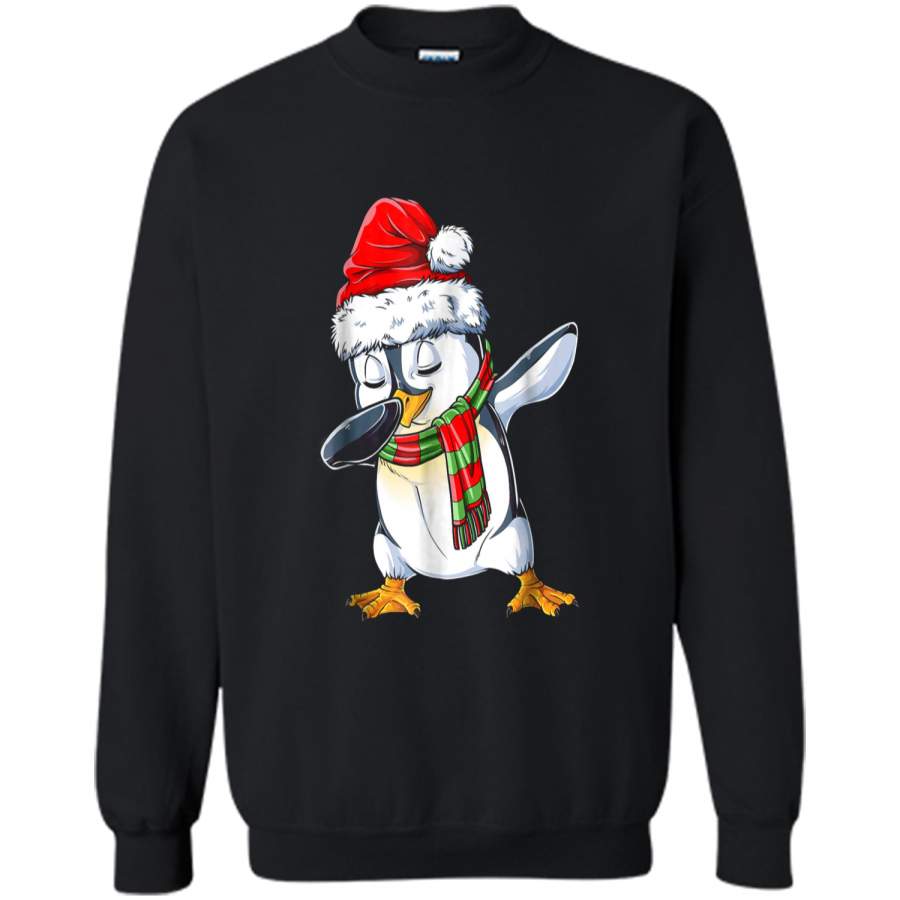 Dabbing Penguin Santa Christmas Girls Boys Kids Gift Printed Crewneck Pullover Sweatshirt