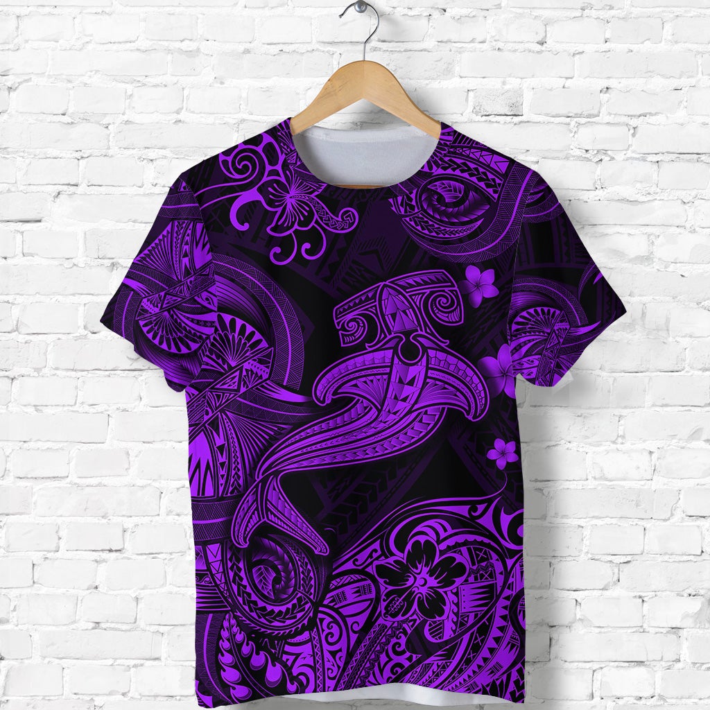 Hawaiian Hammer Shark Polynesian T Shirt Unique Style Purple Ha64111