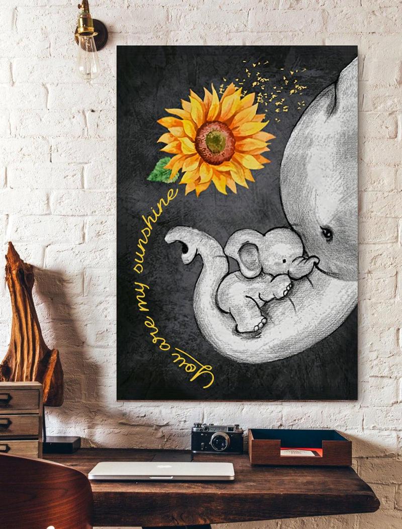 You Are My Sunshine Elephants Family Vertical Print Poster