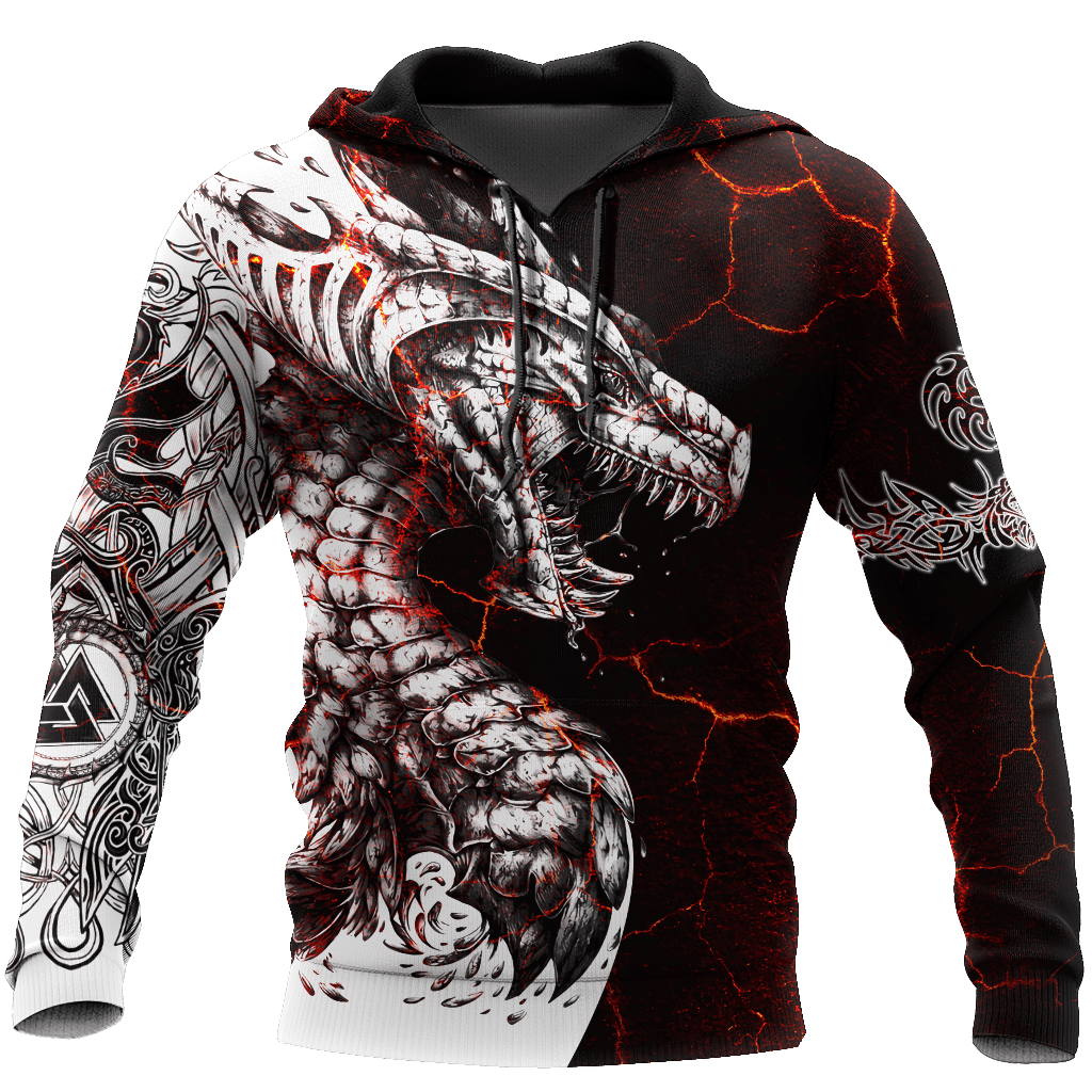 Black White Tattoo Dragon 3D All Over Printed Hoodie For Men And Women