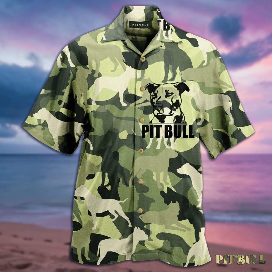 Pit Bull Camouflage Unisex Hawaii Aloha Shirts Ha31961