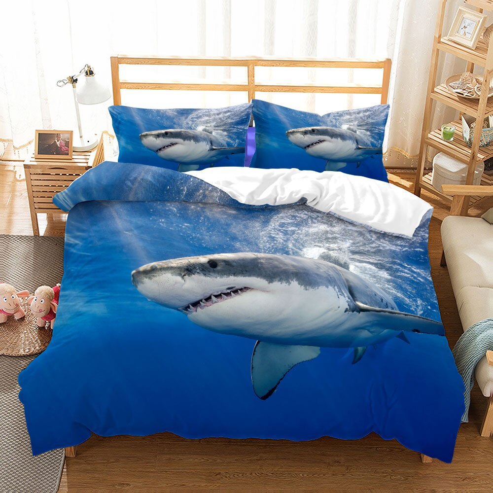 3D Shark Series Bedding Sets Duvet Cover Set With Pillowcase Twin Full Queen King Bedclothes Bed Linen