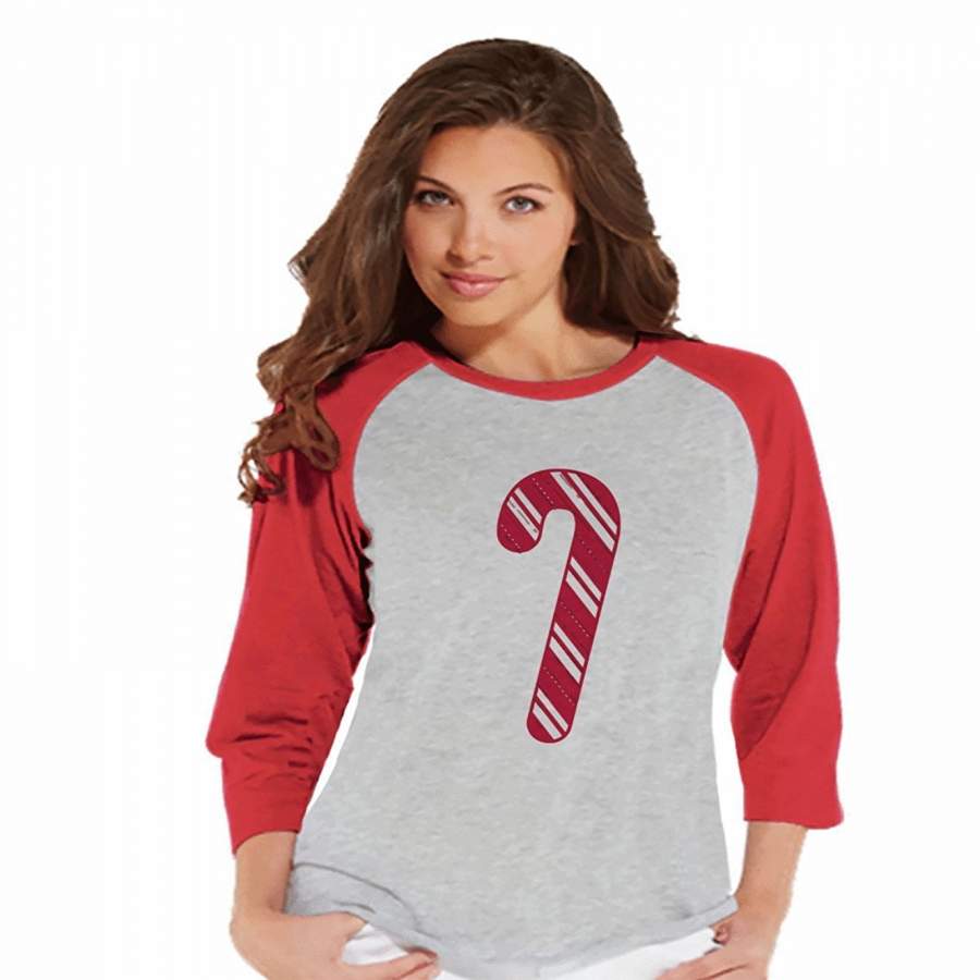 Candy Cane – Women’s Red Raglan Tee