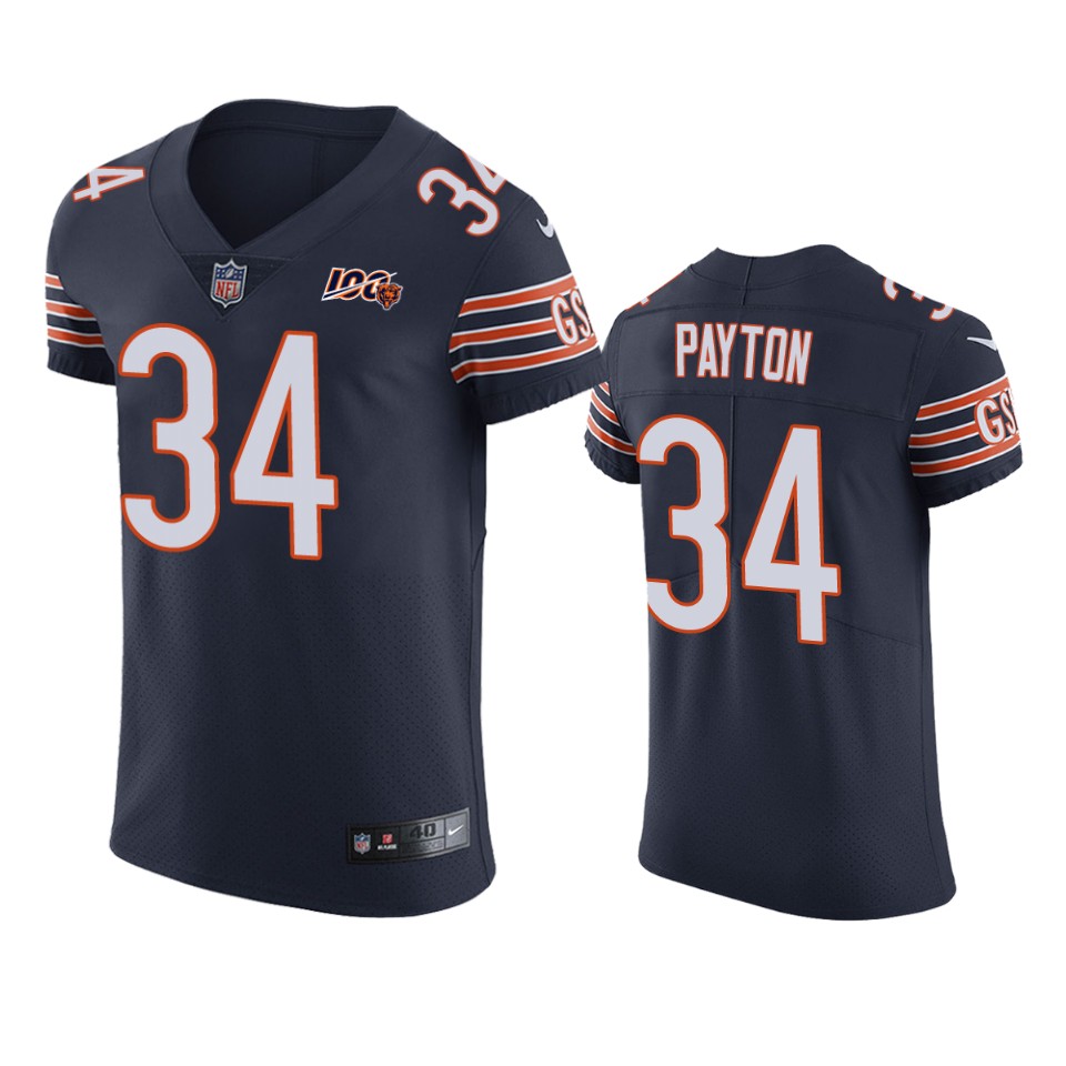 Chicago Bears Walter Payton Navy 100th Season Vapor Elite Jersey