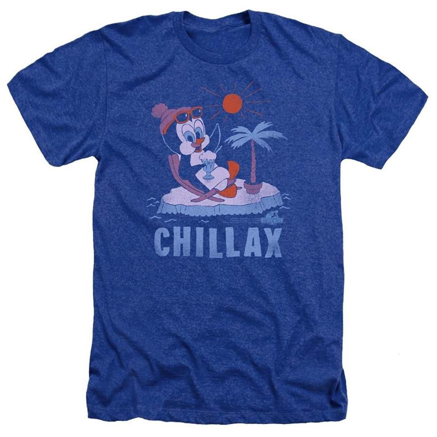 Chilly Willy Penguin Funny Cartoon Character Chillax Adult Heather T-Shirt Tee