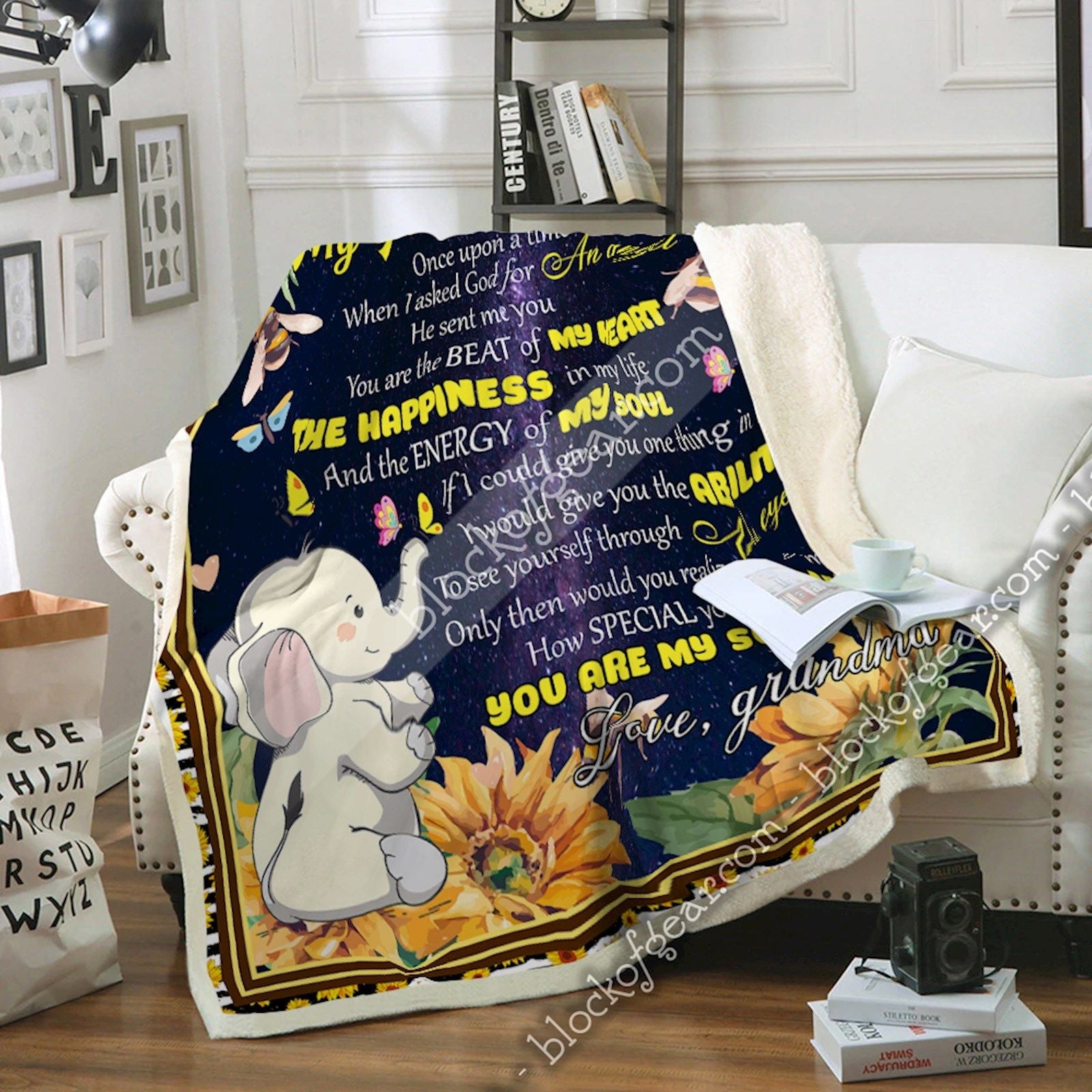 To My Granddaughter Elephant Sofa Throw Blanket Np376