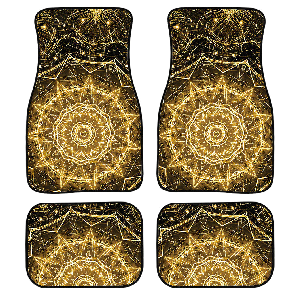 Gold Kaleidoscope Print Front And Back Car Floor Mats, Front Car Mat