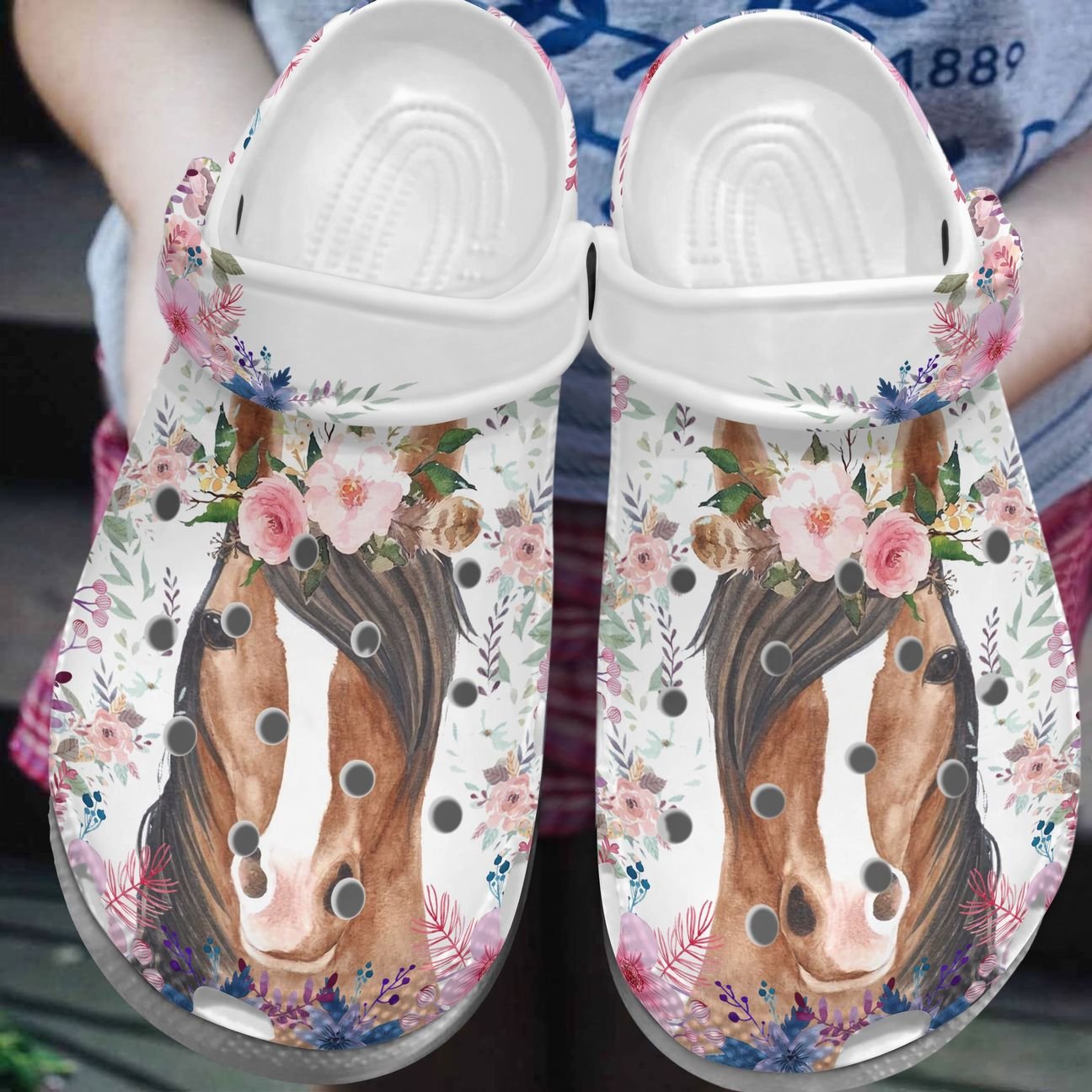 Horse Personalized Clog, Custom Name, Text, Color, Number Fashion Style For Women, Men, Kid, Print 3D Floral Horse