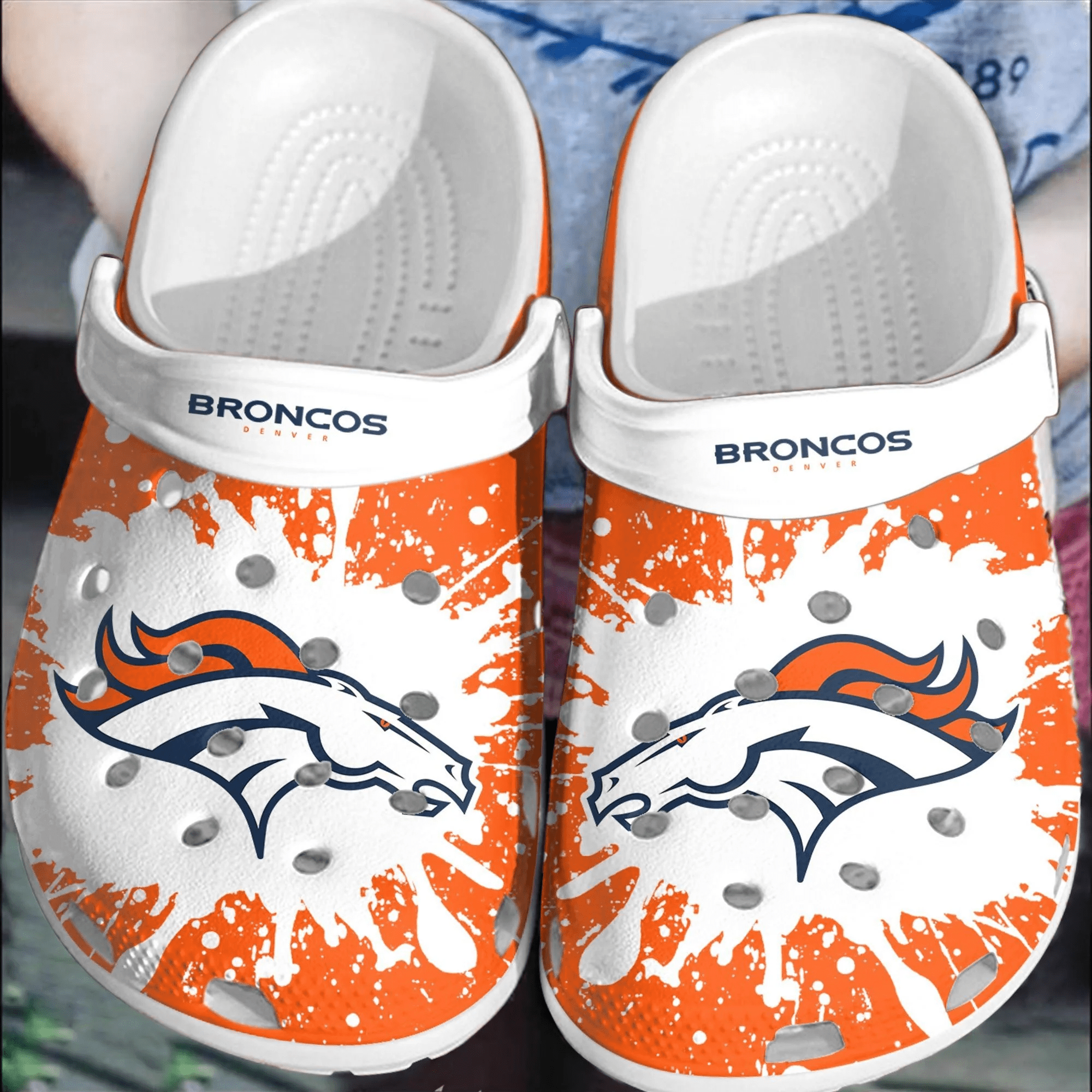 NFL Denver Broncos Football Crocband Shoes Clogs Comfortable Crocss For Men Women