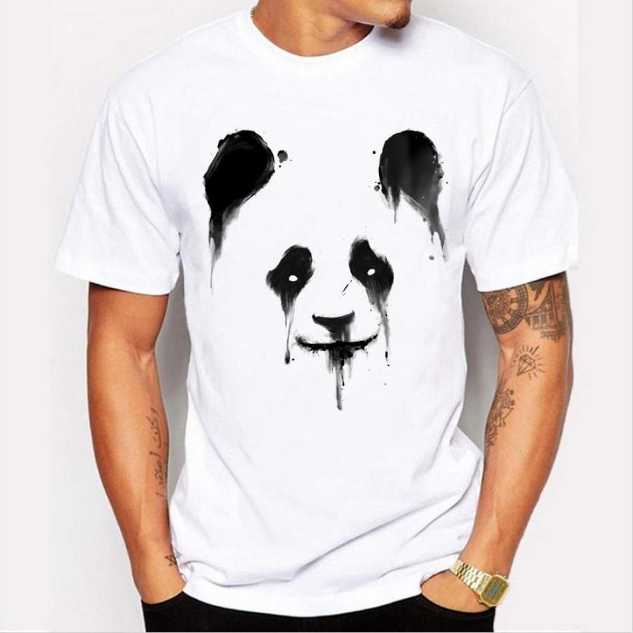 The Latest Fashion High Quality Personalized Graffiti Panda Pattern Short-Sleeved Round Neck T-Shirt Casual Men Printed T-Shirt