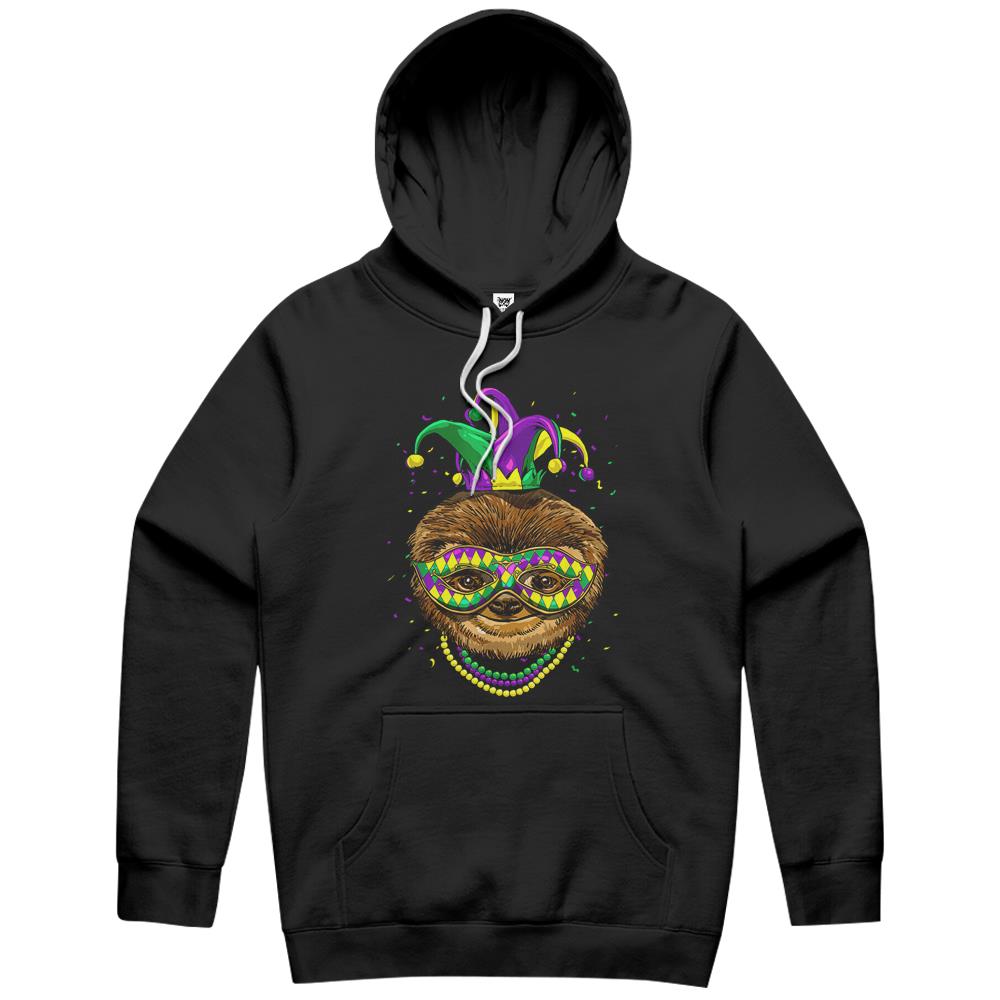 Sloth Animal Lover Cute Mardi Gras Carnival Jester Hoodie