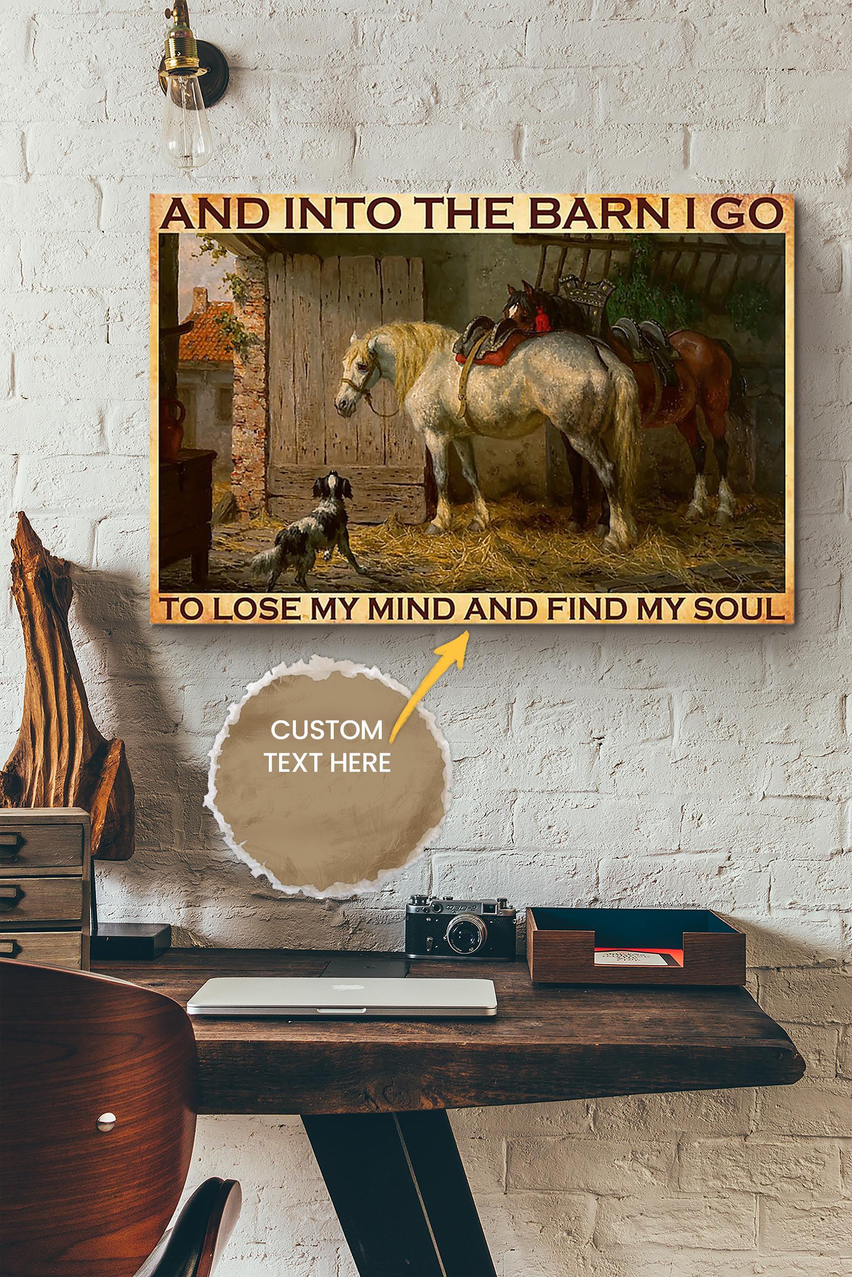 And In To The Barn Cowgirl Poster – Animal Wall Art – Gift For Horse Lover Horse Rider Cowboy Farmhouse Decor Wrapped Canvas