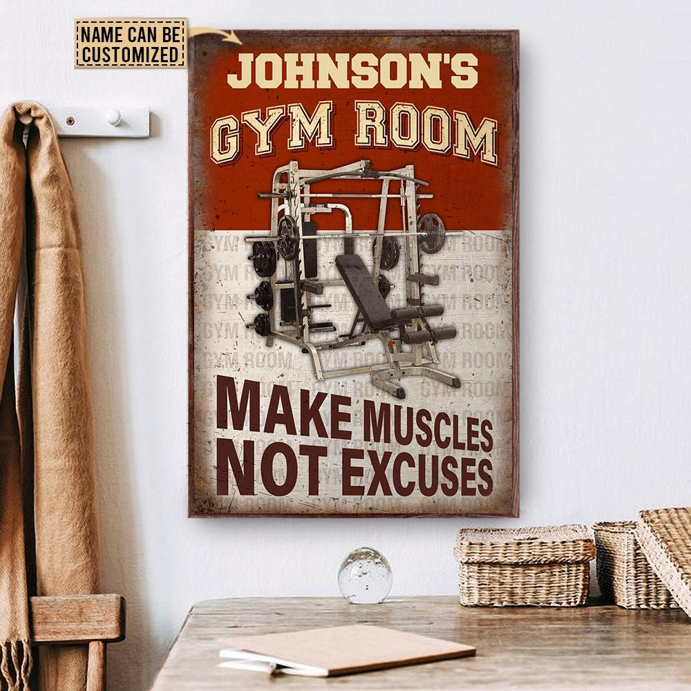 Aeticon Gifts Personalized Gym Room Machine Make Muscles Canvas Mom Dad Gift Home Decor