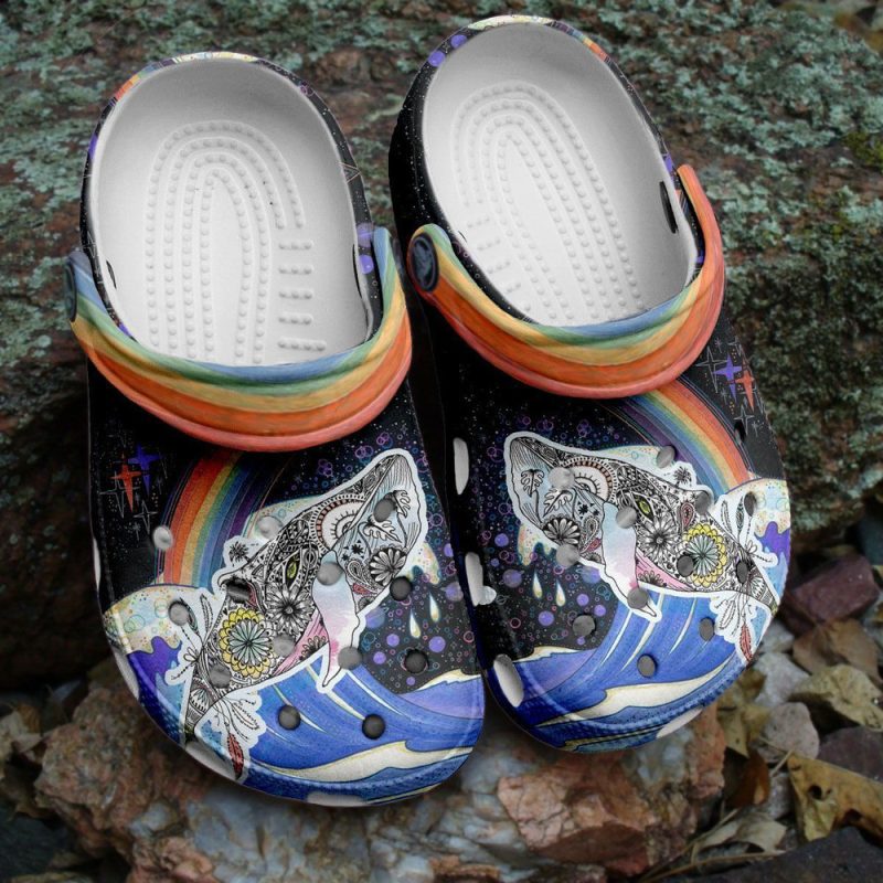 Whale Flower Art Rainbow Gift For Lover Rubber clog Shoes Comfy Footwear