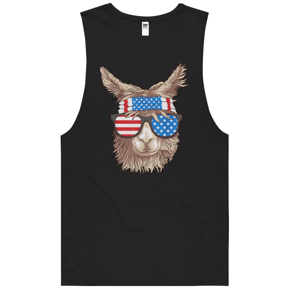 4Th July Shirts, Fourth Of July Tank Top, Patriotic Shirt Womens Men, Usa Patriotic Llama Cute Animal Lovers Funny America Gift Tank Top