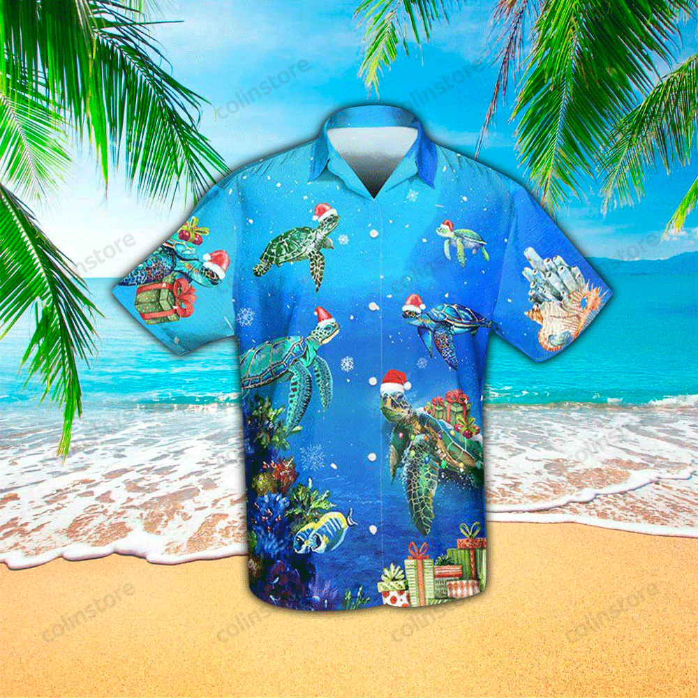 Turtle Christmas Hawaii Shirt Aloha Tropical Sleeve Summer All Size Ha28338