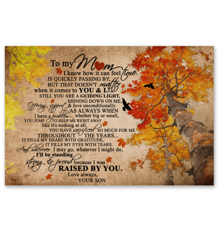 Autumn Tree Gift For Mom I Was Raised By You –  Gift For Mother’S Day, Gift For Family For Home Decor Wall Art Canvas