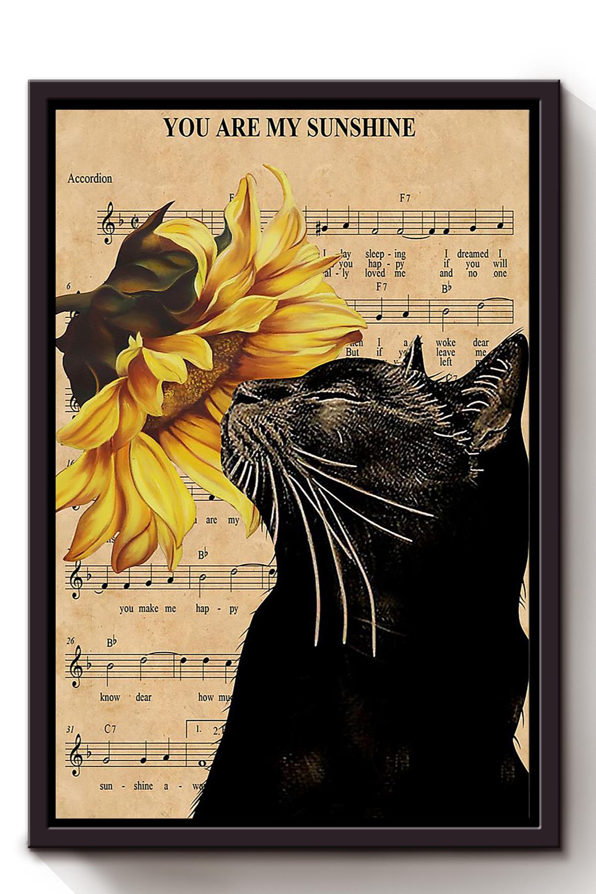 Cat You Are My Sunshine Animal Wall Art Gift For Cat Lover International Cat Day Kitten Foster Framed Canvas