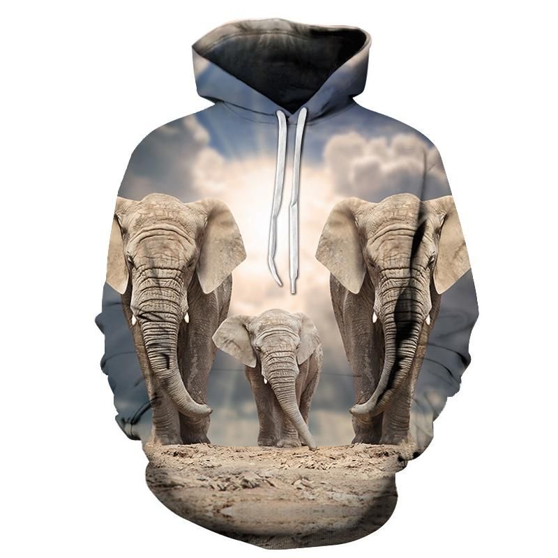 United Elephant Family 3D – Sweatshirt Hoodie Pullover