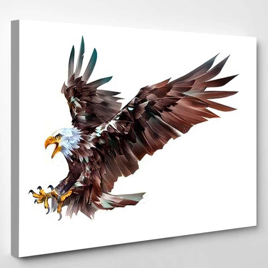 Painted Colored Eagle Bird Flight On – Eagle Animals Canvas Art Wall Decor Christmas Gift Ideas