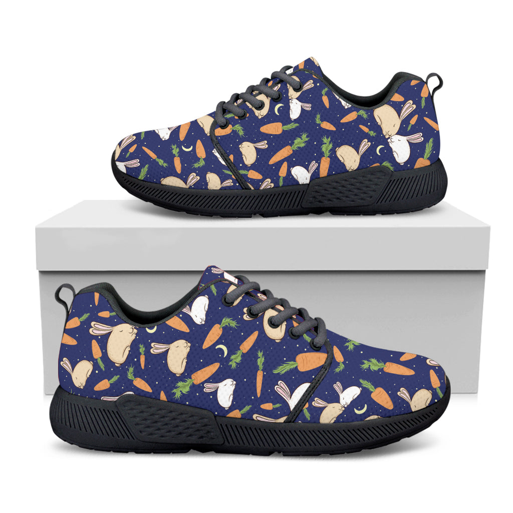 Carrot And Rabbit Pattern Print Black Athletic Shoes