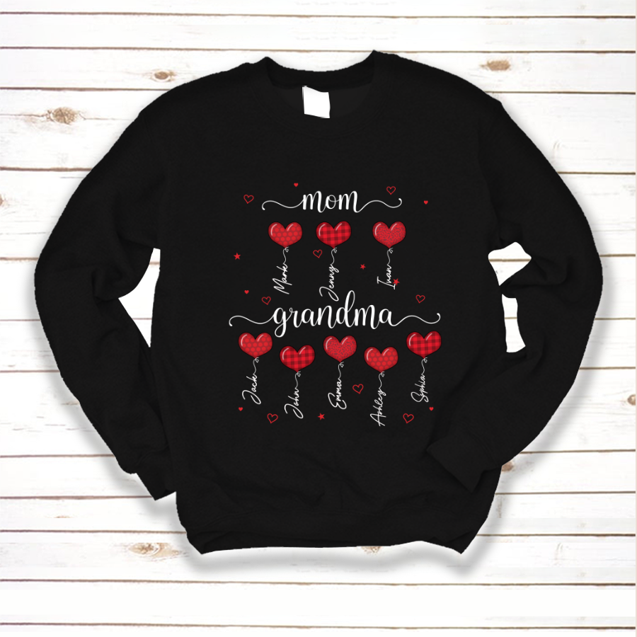 Personalized Mom Grandma And Grandkids Hearts Sweatshirt