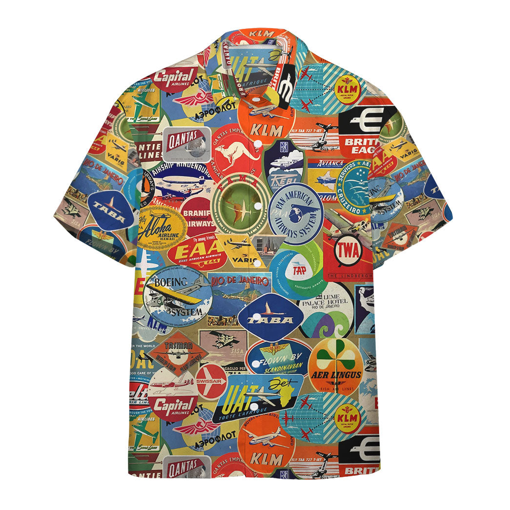 Gearhumans Vntage Airlines Labels Custom Hawaiian Shirt Ha65400