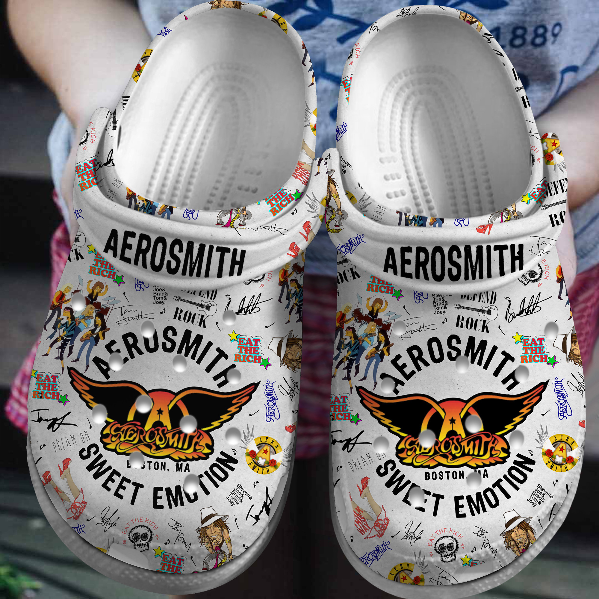 Aerosmith Music Crocs Crocband Clogs Shoes Comfortable For Men Women and Kids