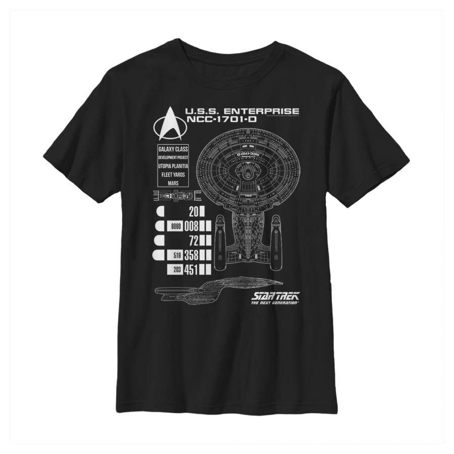 Star Trek Boy’s Next Generation Enterprise Schematics  T Shirt