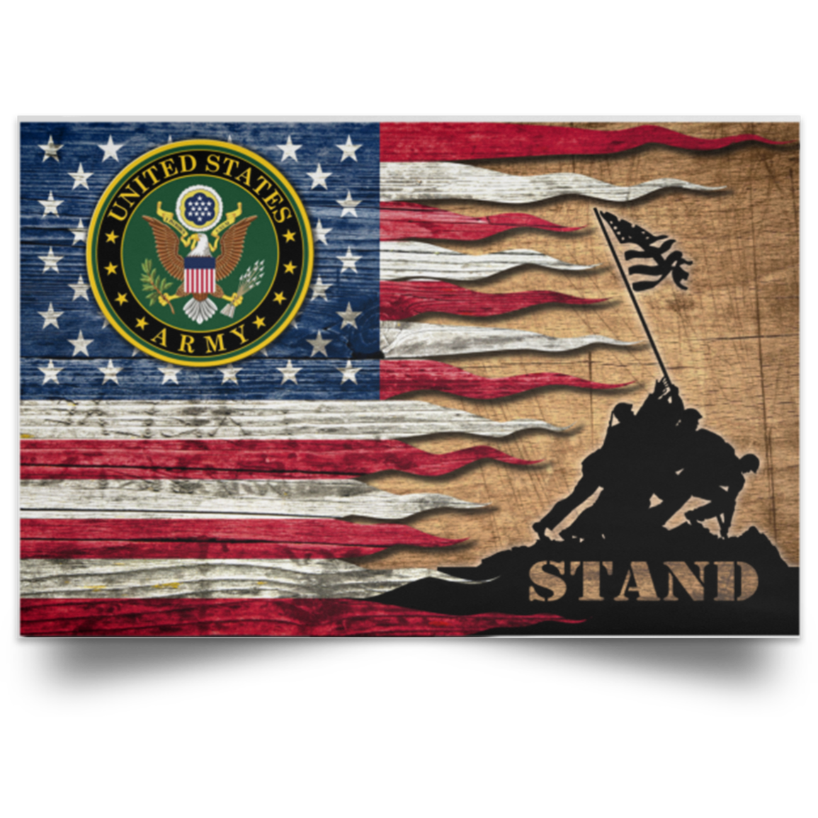 US Army Stand For The Flag Satin Landscape Poster