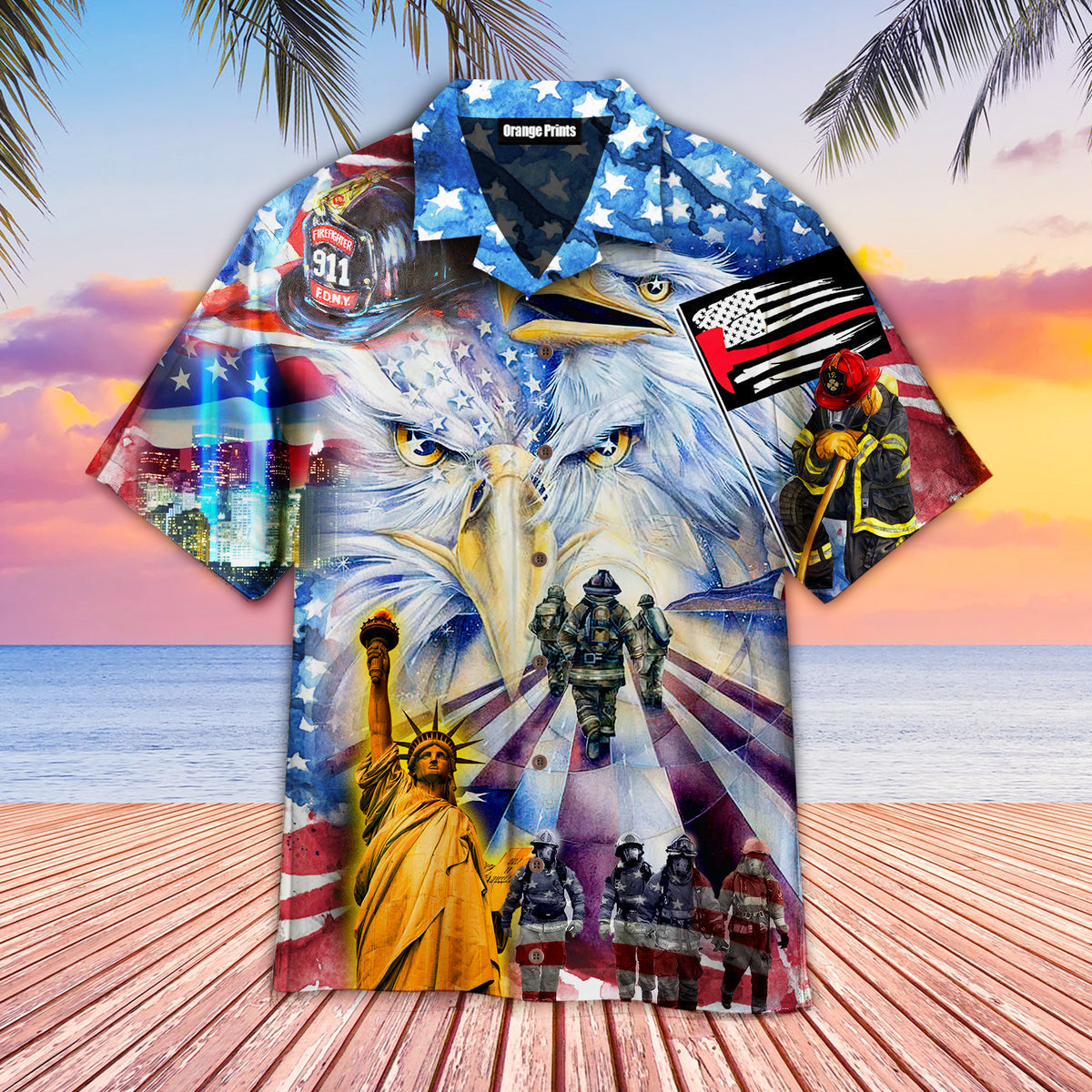 Memorial Day American Patriot Eagle Firefighter Hawaiian Shirt – For Men And Women – Adult