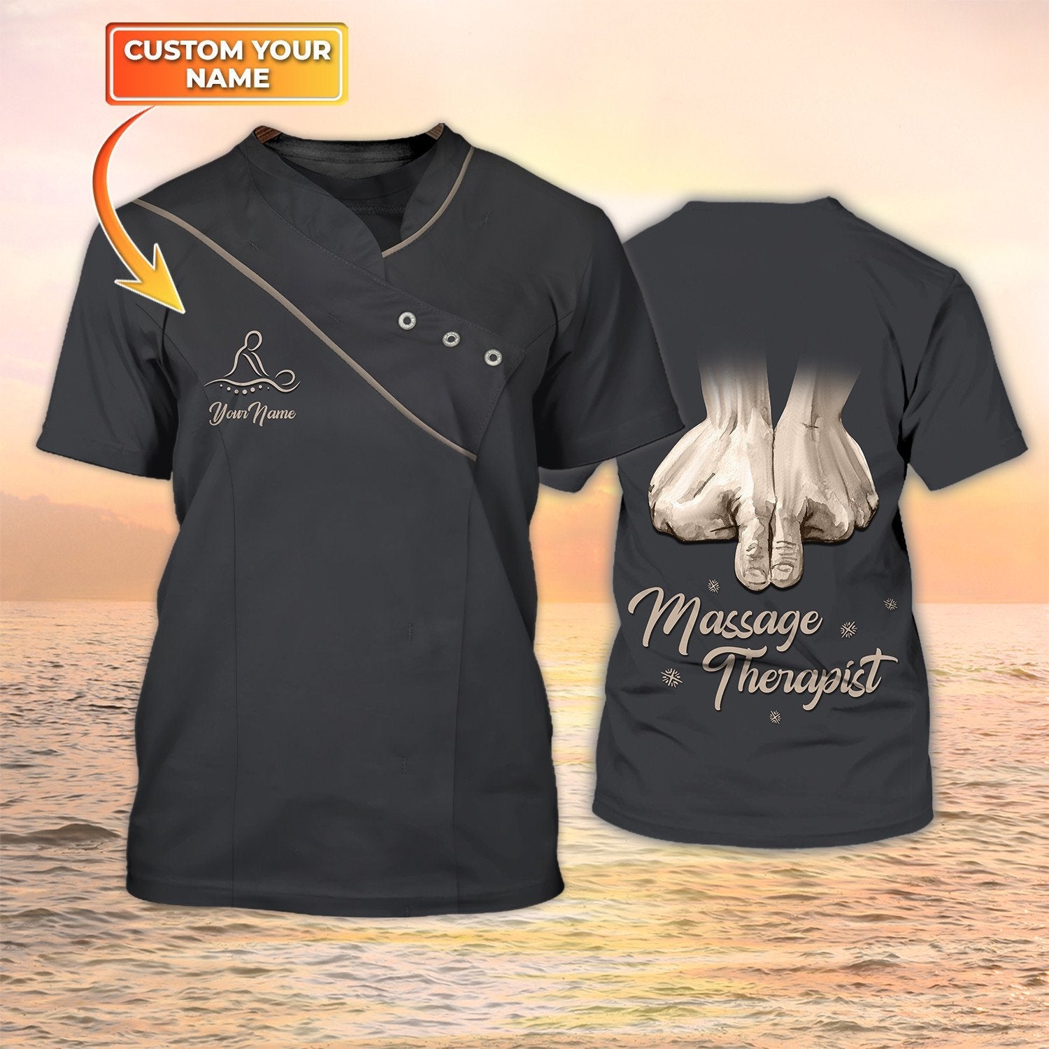 Massage Therapist Uniform Black Massage Therapist Custom Shirt