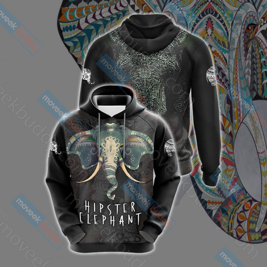 Hipster Elephant 3D All-over print unisex pullover hoodie