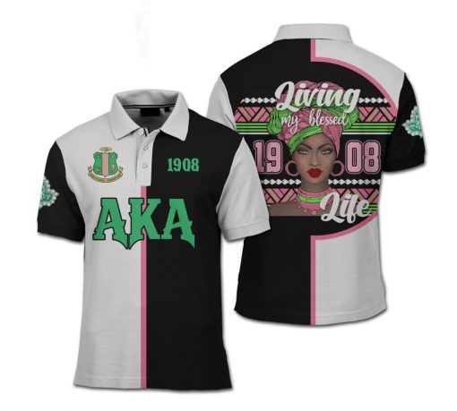 Alpha Kappa Alpha 1908 Living My Blessed Life Polo Shirt