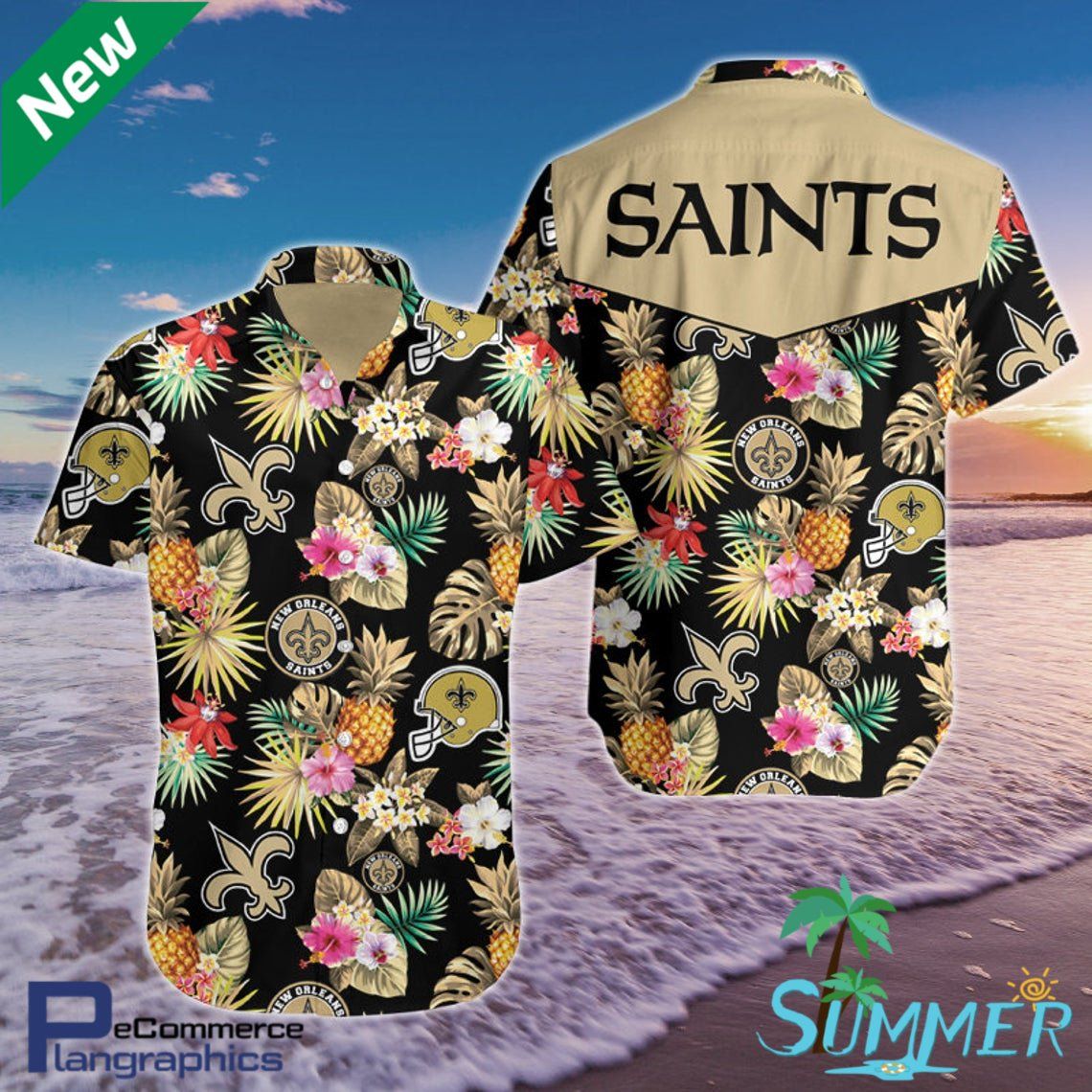 New Orleans Saints AOP Hawaiian Aloha Shirt Hawaiian Shorts Beach Short Shirt