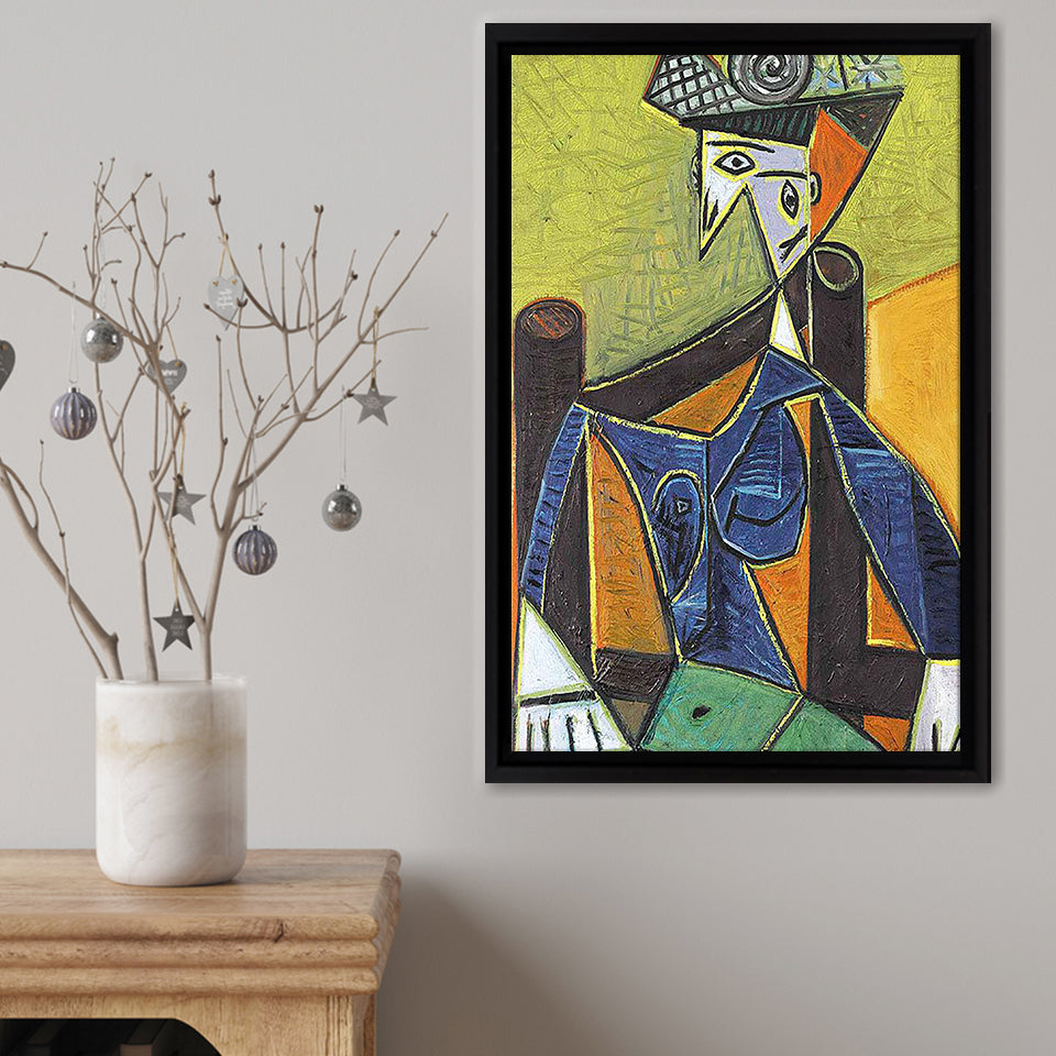 Woman On Chair Framed Canvas Print – Canvas Painting, Canvas Art, Wall Art, Wall Decor