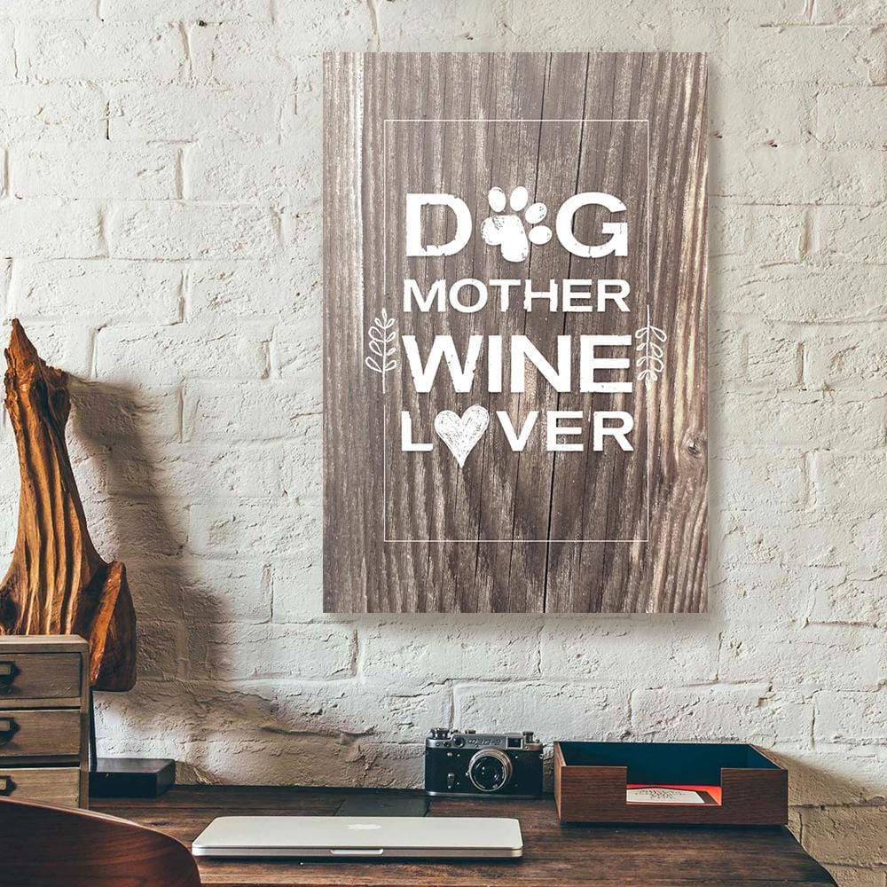 Canvas Prints Dog Mother Wine Lover Vintage Paw Prints Dog Canvas Home Decor Canvas