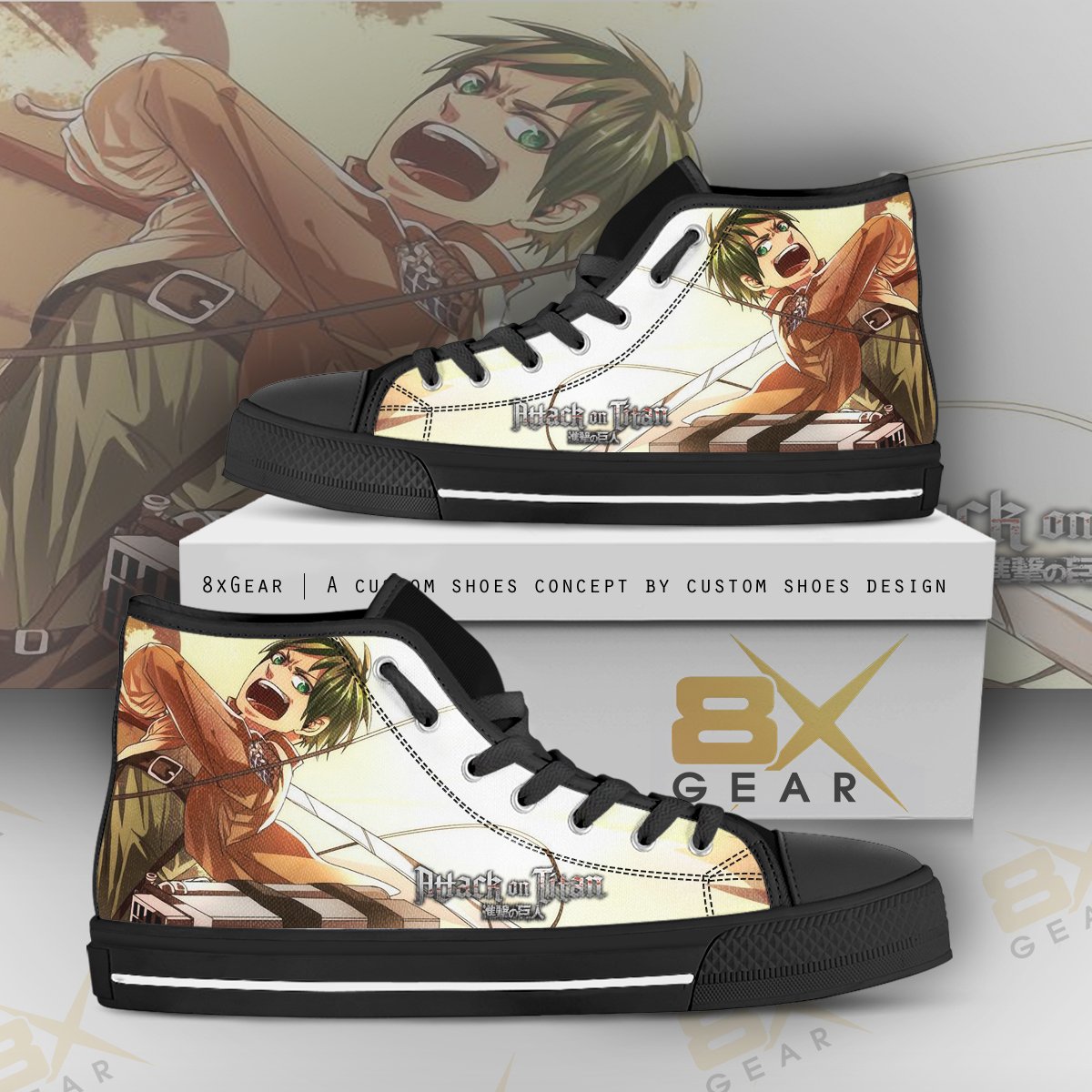 Attack On Titan Eren Yeager Anime High Top Sneakers Attack