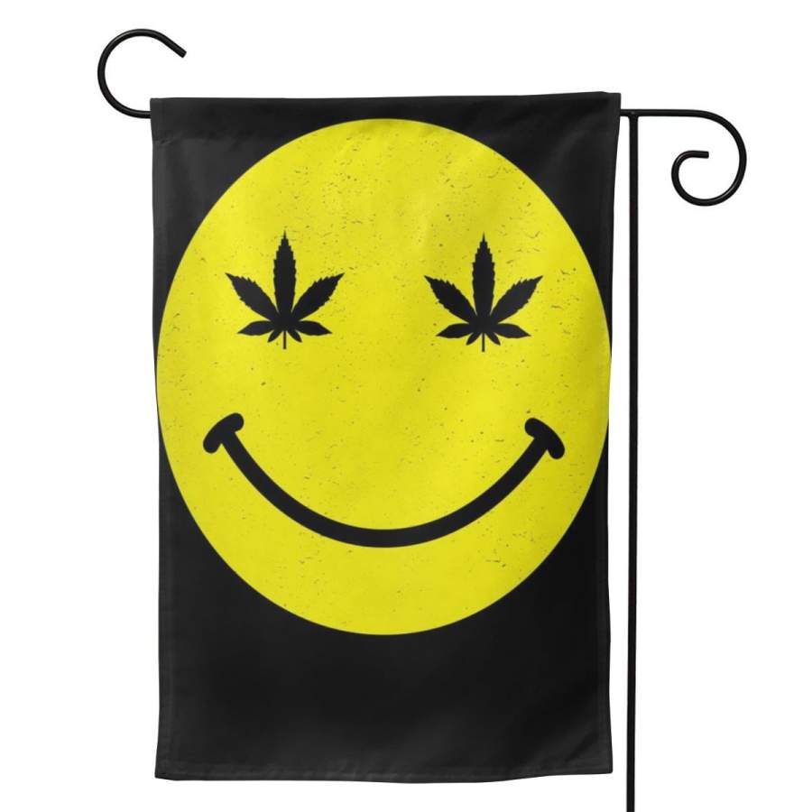 2 Pcs Garden Flag Vintage Happy Pot Smiley Face Horizontal Poster 12.5″x18″ -Mothers Day, Birthday Gifts for Mom, Dad, Wife, Husband, Daughters, Grandma, Friends