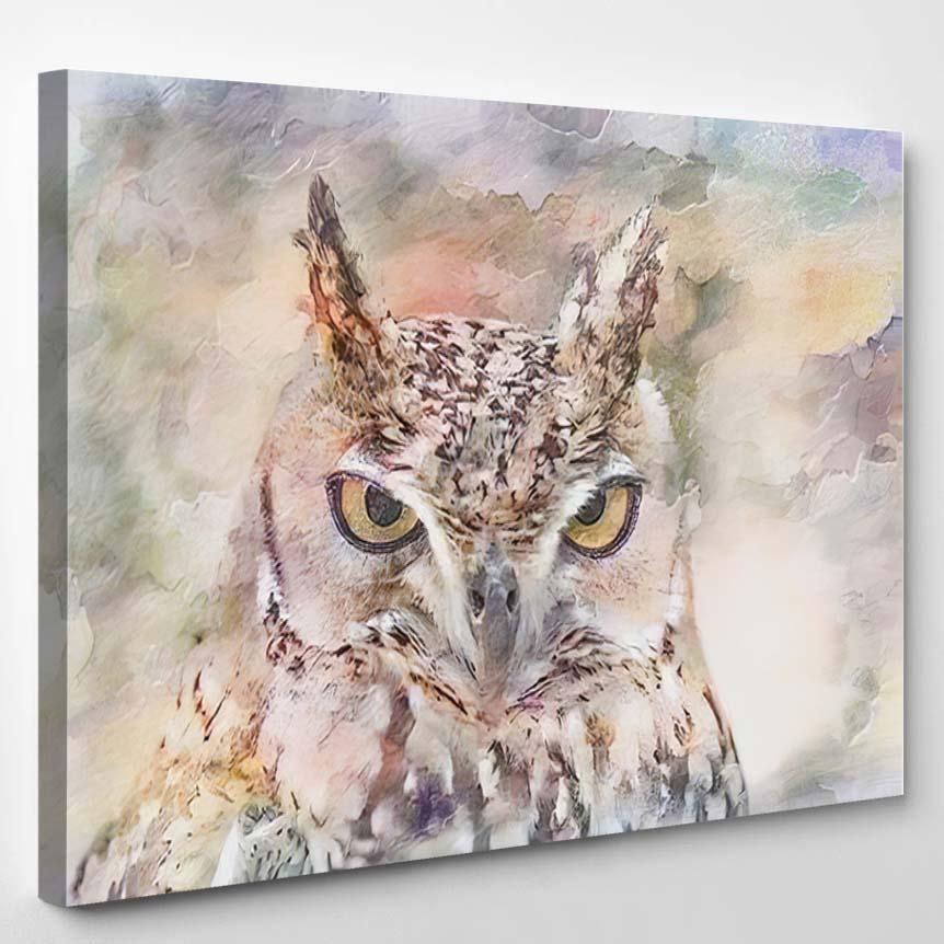 Watercolor Portrait Cape Eagle Owl – Eagle Animals Canvas Art Wall Decor Christmas Gift Ideas