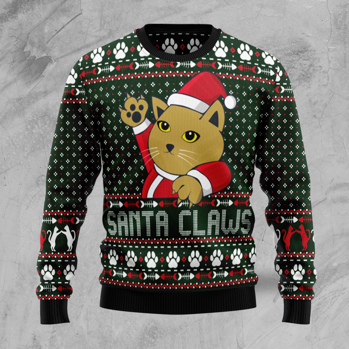 Cat Santa Claws Ugly Christmas Sweater | For Men & Women | Adult | Us5819