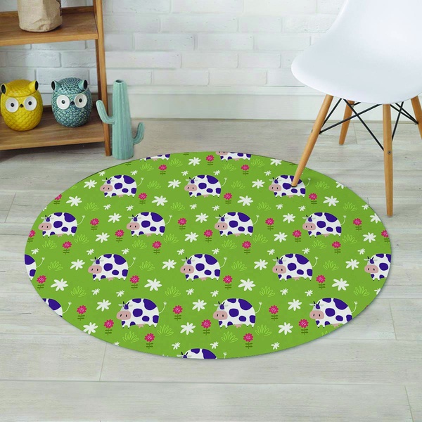 Funny Cow For Kids Round Rug