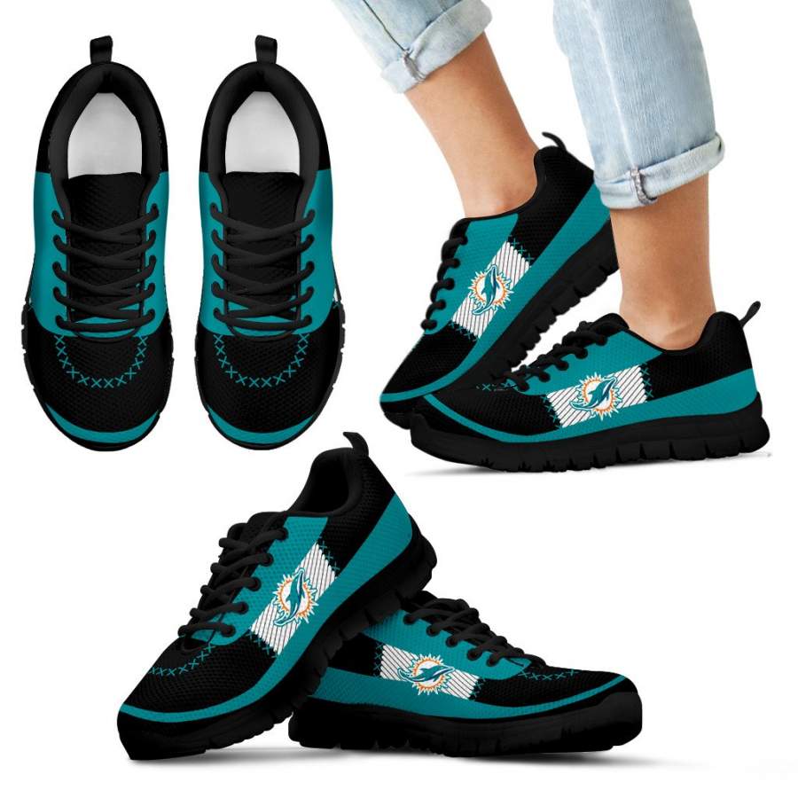 Cross Thread Seamless Beautiful Logo Miami Dolphins Sneakers