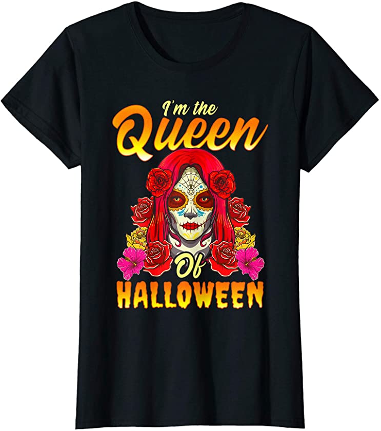 Womens Halloween La Calavera Catrina Mexico Candy Sugar Skull Girl T-Shirt