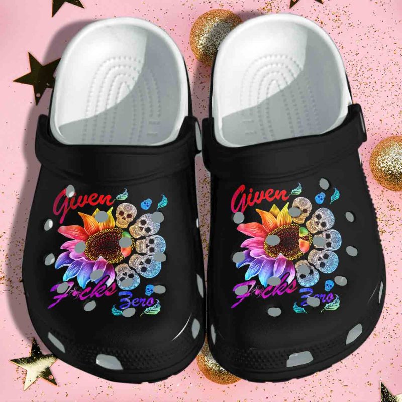 Skull Tattoo Sunflower Hippie Shoes Gift Tattoo Women – Given Rainbow Sunflower Be Kind Clog Custom Shoes