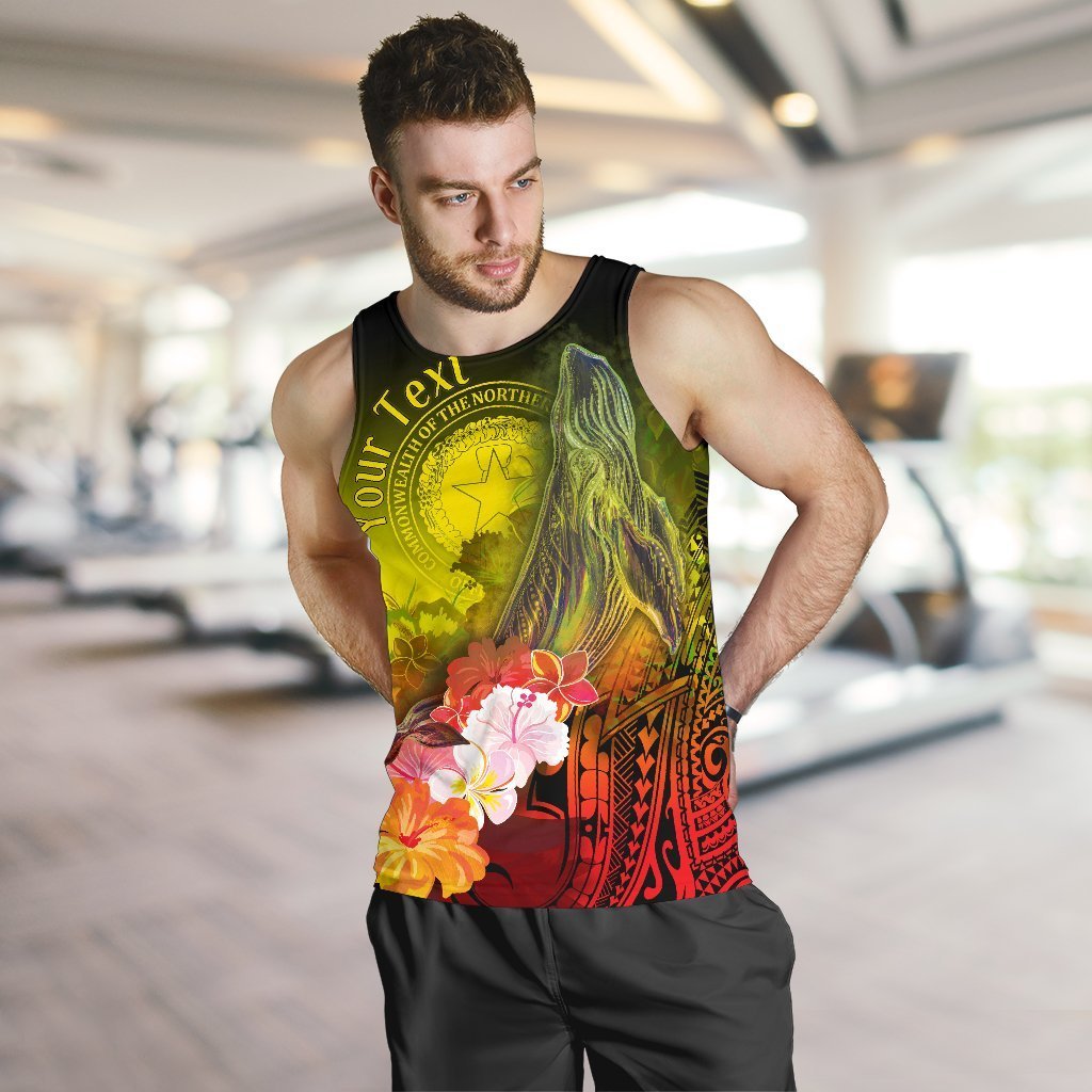 Cnmi Custom Personalised Men’S Tank Top – Humpback Whale With Tropical Flowers (Yellow)