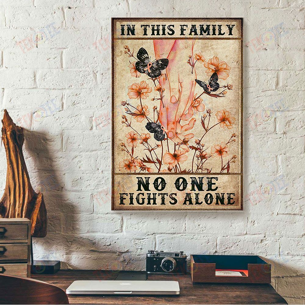 Canvas Art Prints In This Family No One Fights Alone Breast Cancer Awareness Canvas Home Decor Canvas